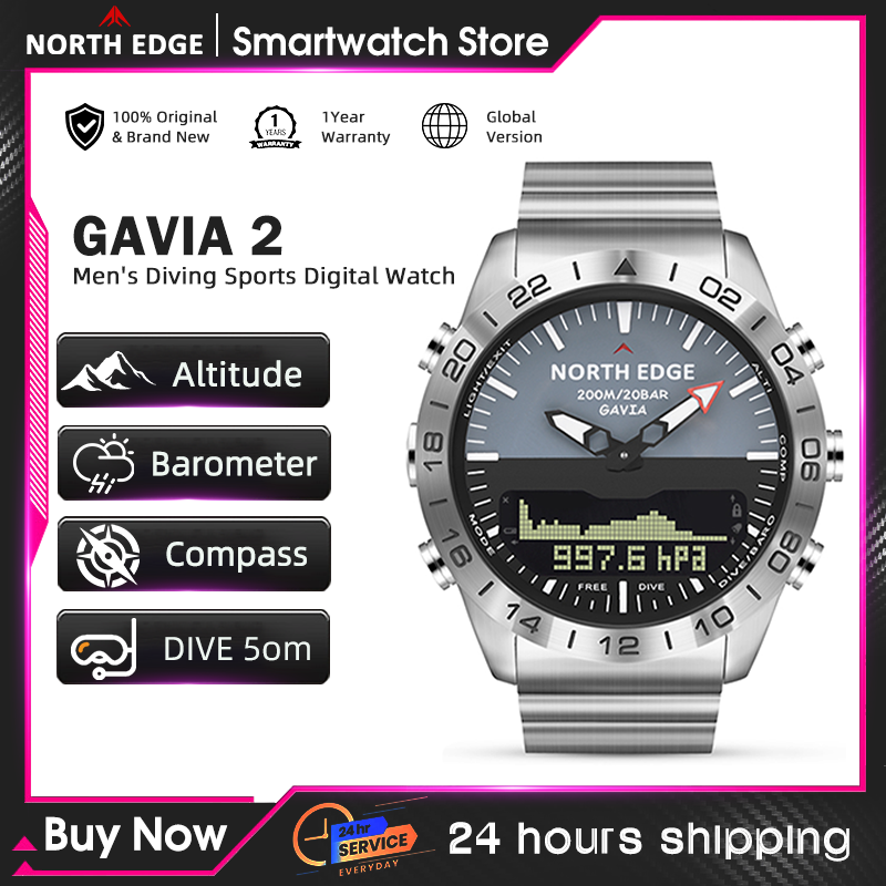 Smartwatch Digital Watches For Men - Reloj de buceo NORTH EDGE para