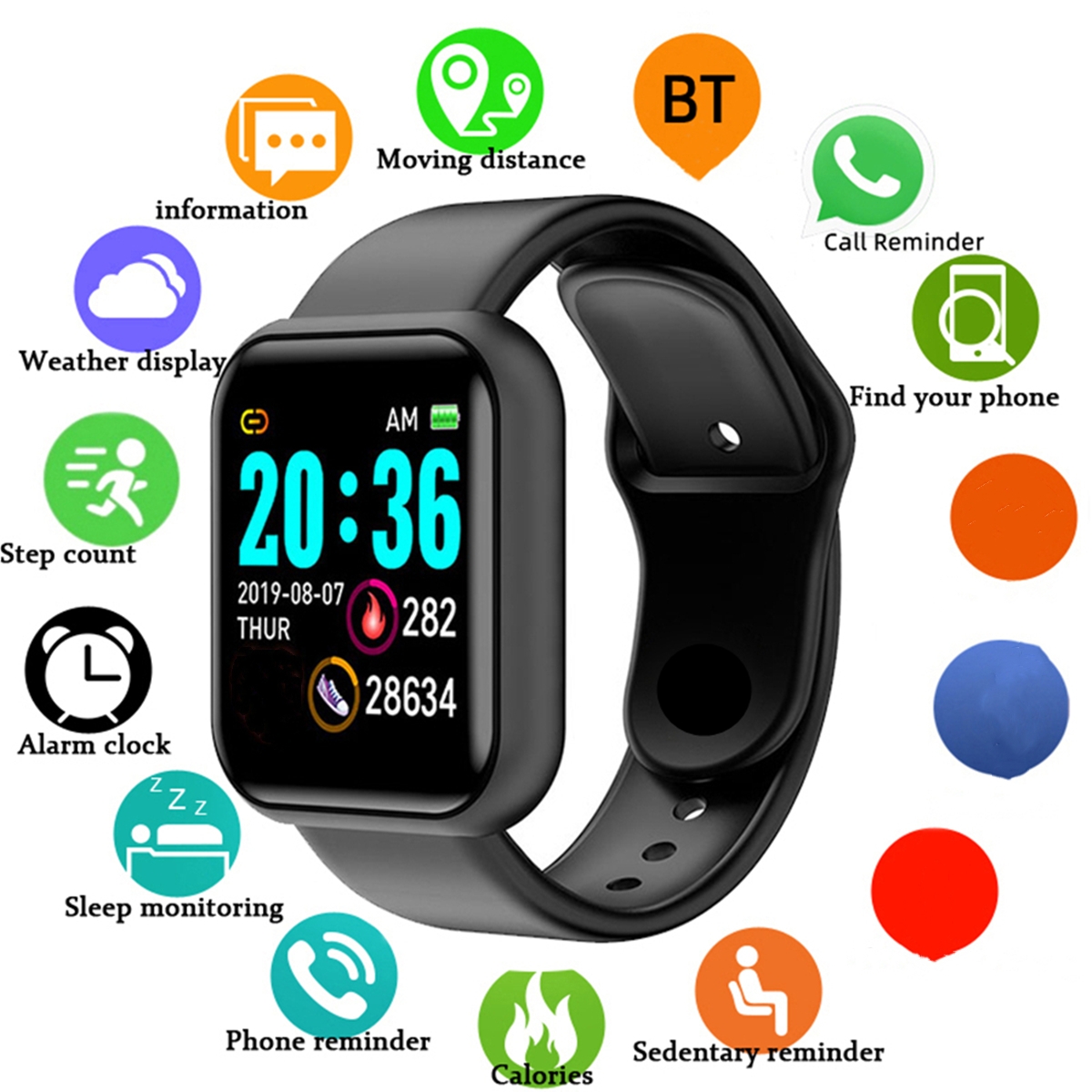 Watch Smart Y68 - Relojes inteligentes para hombre, pantalla a