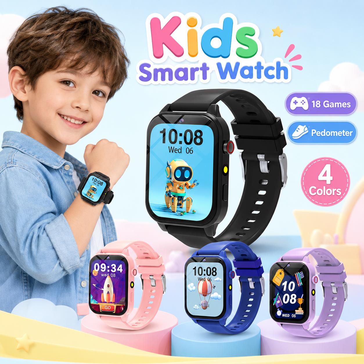 Smartwatch Digital Watches For Boys - Reloj Inteligente con Juegos para Niños,