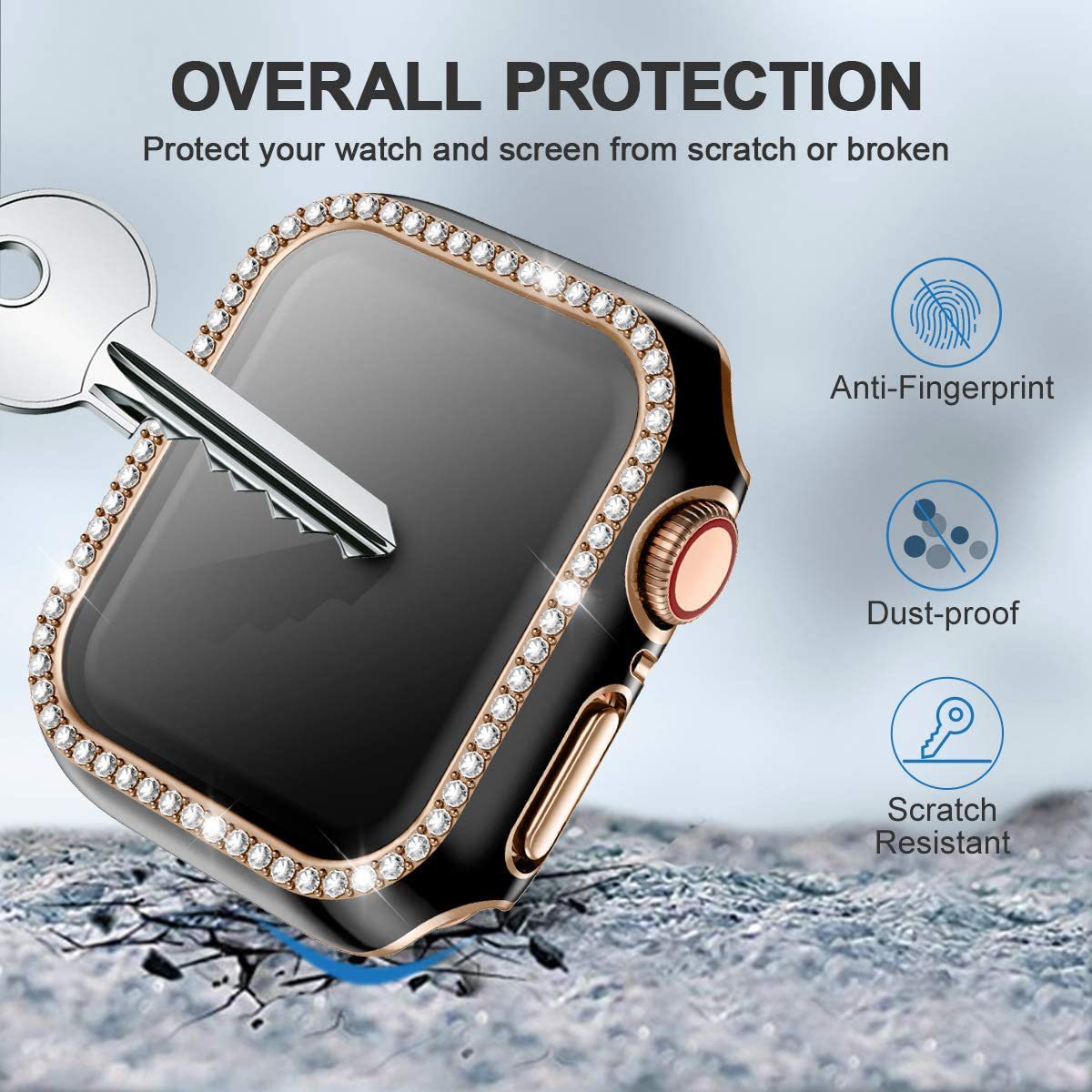 Cristal ostentoso + cubierta p - Iwatch Smartwatch Series 7 reseña y precio