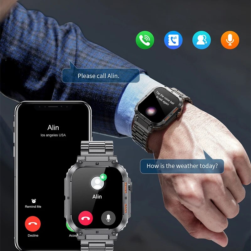 LIGE-Reloj inteligente deporti - Smartwatch Digital Watches For Men reseña y precio